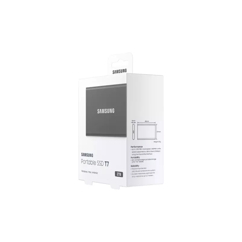 Samsung Portable SSD T7 2 TB USB Type-C 3.2 Gen 2 (3.1 Gen 2) harmaa