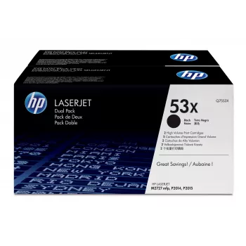 HP 53X 2 kpl:n pakkaus High Yield mustia alkuperäisiä LaserJet-värikasetteja