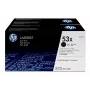 HP 53X 2 kpl:n pakkaus High Yield mustia alkuperäisiä LaserJet-värikasetteja