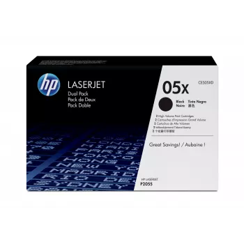 HP 05X 2 kpl:n pakkaus suurikapasiteettinen musta alkuperäinen LaserJet -värikasetti