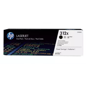 HP 312X CF380XD suurikapasiteettinen värikasettipakkaus (2 kpl), musta, 2x 4 400 sivua