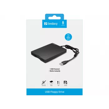 Sandberg USB-levykeasema, ulkoinen levykeasema, USB 2.0, 360 kierr./min, 102 mm, 140 mm, 17 mm