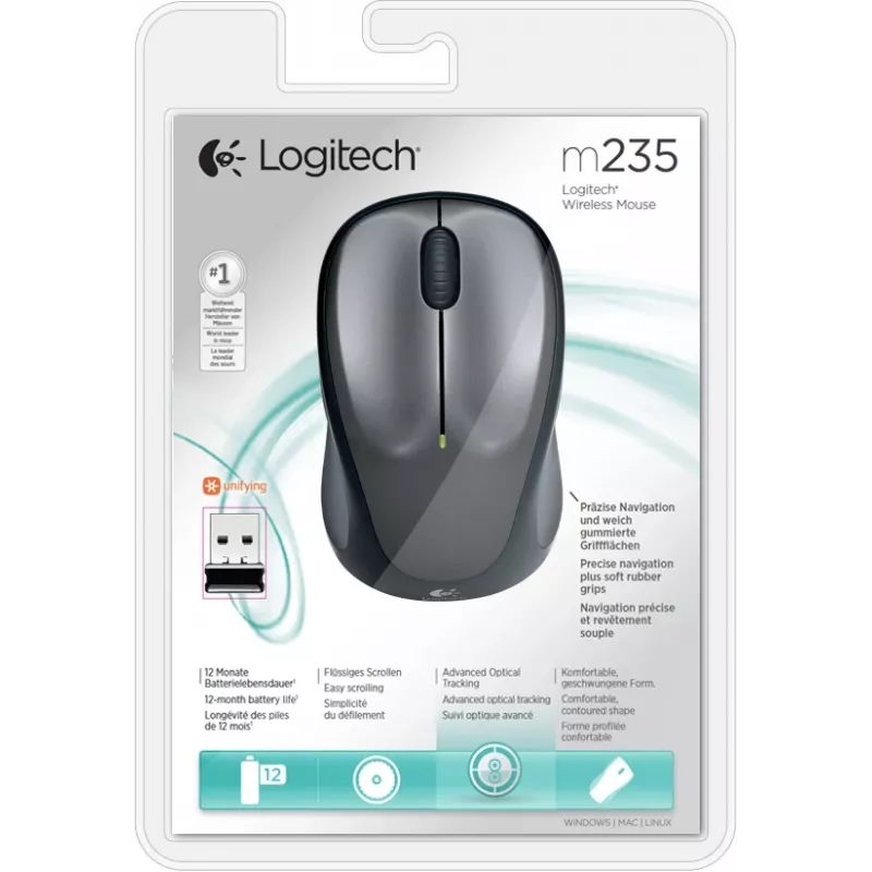 LOGITECH langaton hiiri M235 tummanharmaa