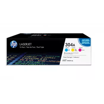 HP 304A 3 kpl:n pakkaus syaani/magenta/keltainen alkuperäinen LaserJet-värikasetit