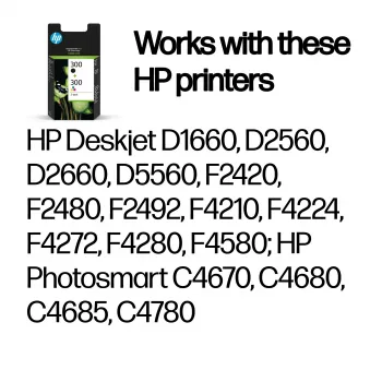 HP 300 2 kpl:n pakkaus musta/kolmivärinen alkuperäiset värikasetit, musta, syaani, magenta, keltainen, pigmenttimuste, väriainemuste, 2 kpl, 200 sivua, 165 sivua