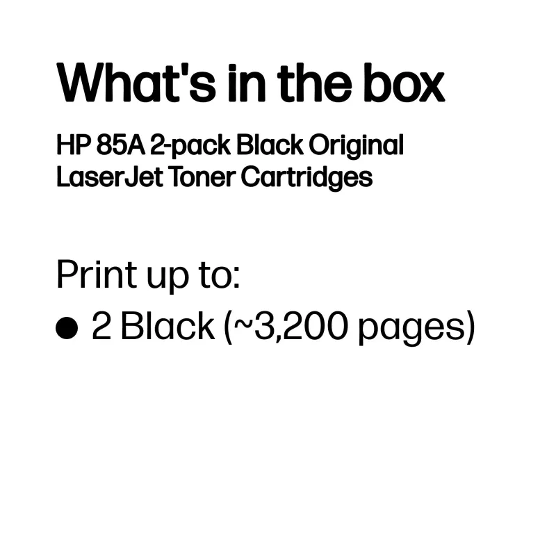 HP 85A 2 kpl:n pakkaus mustat alkuperäiset LaserJet-värikasetit