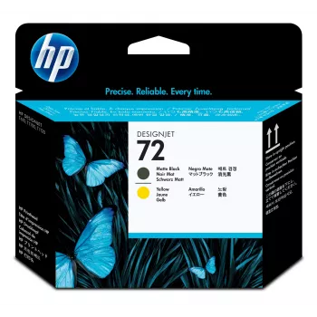 HP 72 mattamusta ja keltainen DesignJet-tulostuspää