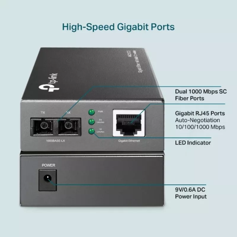 Mediamuunnin TP-Link MC210CS, Gigabit, 1000 Mbit/s, SC-liitin