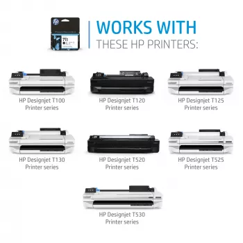 HP 711 38 ml musta DesignJet -mustekasetti, HP DesignJet T100, T120, T125, T130, T520, T525, T530 -tulostinsarjat, lämpömuste, musta, Singapore, Malesia, 119 mm, 126 mm