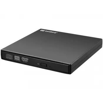 Sandberg USB-DVD-asema, musta, pöytäkone/kannettava, DVD Super Multi, USB 2.0, CD-R, CD-ROM, CD-RW, DVD-R, DVD-ROM, DVD-RW, 24x