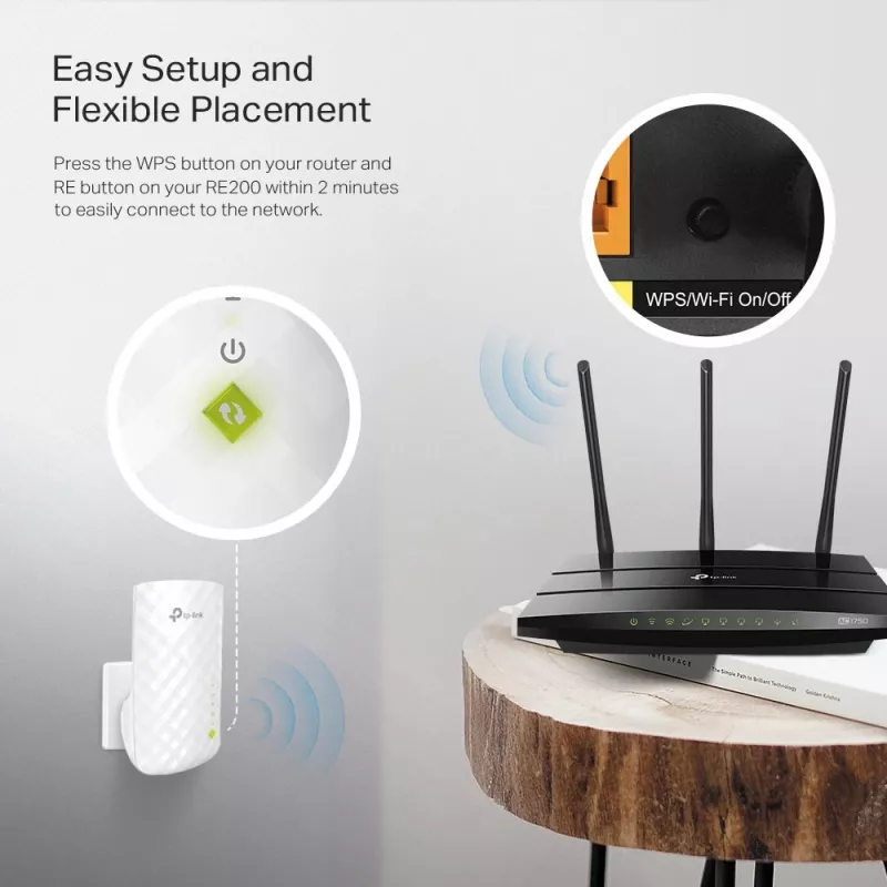 TP-Link RE200 verkkolaajennin verkkotoistin valkoinen 10, 100 Mbit/s