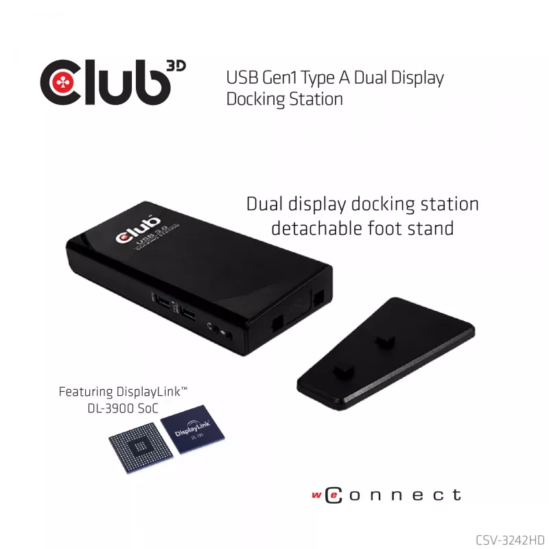CLUB3D USB Gen1 Type-A Dual Display (HDMI ja DVI) DisplayLink™ -telakointiasema