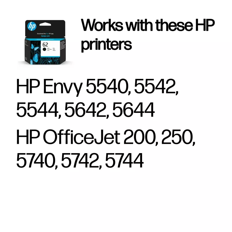 HP 62 musta alkuperäinen mustekasetti