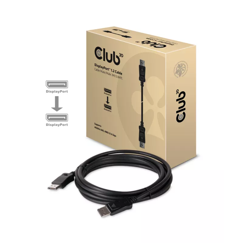 CLUB3D DisplayPort 1.2 -kaapeli M/M 3 metriä 4K60Hz 21.6Gbps