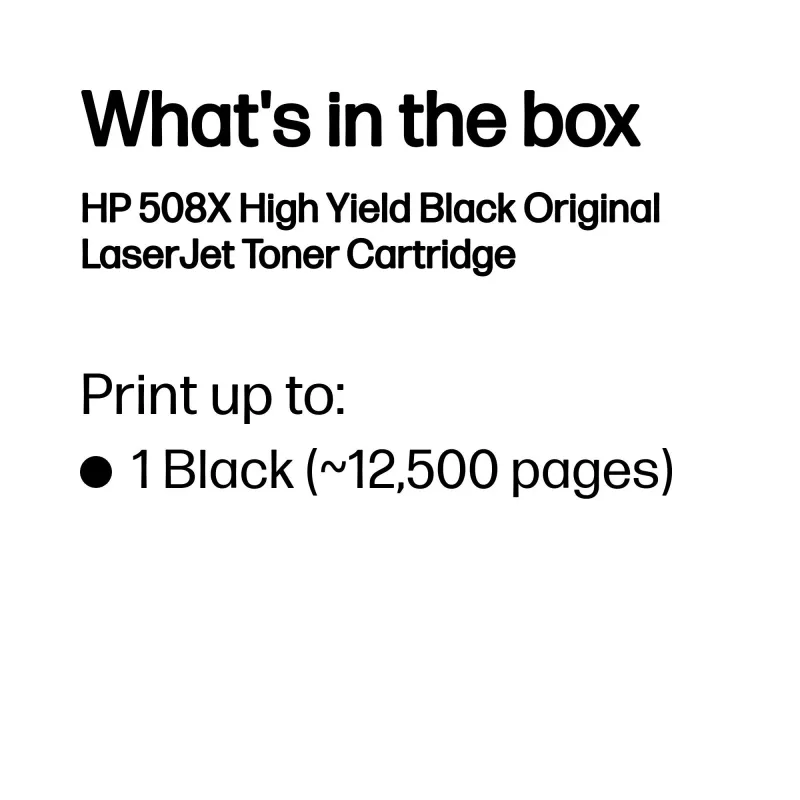 HP 508X High Yield musta alkuperäinen LaserJet-värikasetti, 12 500 sivua, musta, 1 kpl
