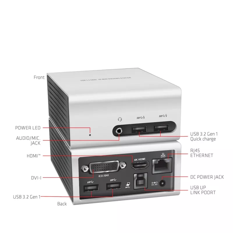CLUB3D USB 3.2 Gen 1 4K UHD 30Hz Mini-telakointiasema ultrahohut muotoilu