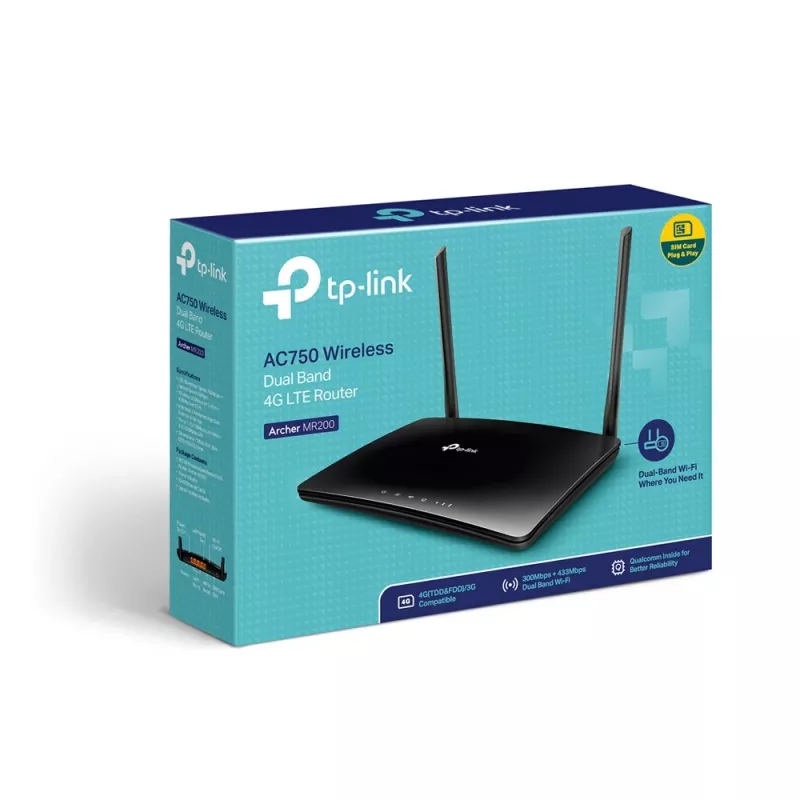 TP-Link Archer MR200 langaton reititin Fast Ethernet Dual-Band (2,4 GHz / 5 GHz) 4G musta