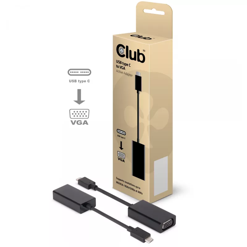 USB 3.1 Type-C - VGA-aktiiviadapteri CLUB3D CAC-1502
