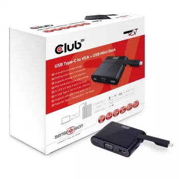 CLUB3D USB Type-C - VGA + USB 3.0 + USB Type-C -lataus minitelakka