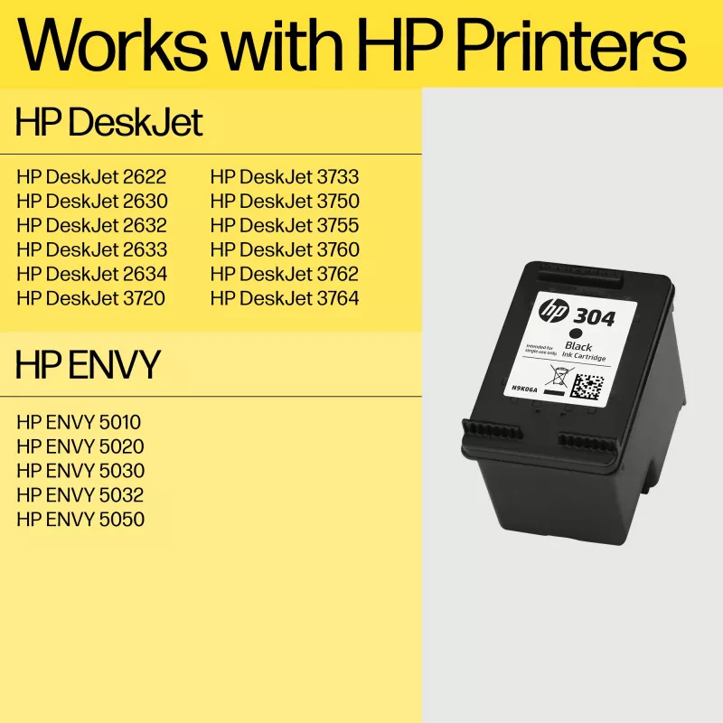 HP 304 musta alkuperäinen muste, musta, 1 kpl, 120 sivua