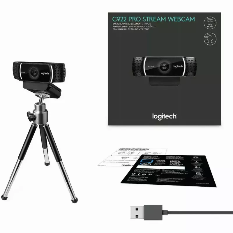 Logitech C922 1920 x 1080 pikseliä USB musta verkkokamera