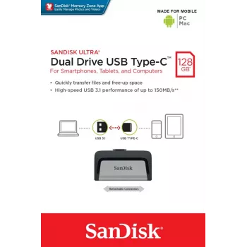 USB-muistitikku SanDisk 128 GB USB Type-A USB Type-C Ultra Dual Drive