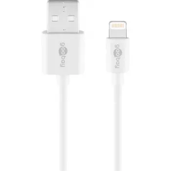 Lataus- ja synkronointikaapeli GOOBAY Lightning - USB A 1 m, 5W / 1A, valkoinen