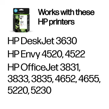HP 302 2 kpl:n pakkaus musta/tricolor alkuperäiset mustepatruunat