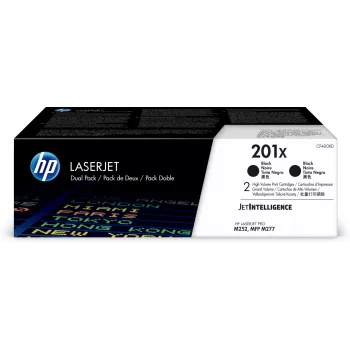 HP 201X 2 kpl:n pakkaus High Yield musta alkuperäiset LaserJet-värikasetit