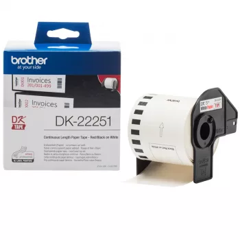 Brother DK-22251 tarratulostinnauha, musta ja punainen valkoisella