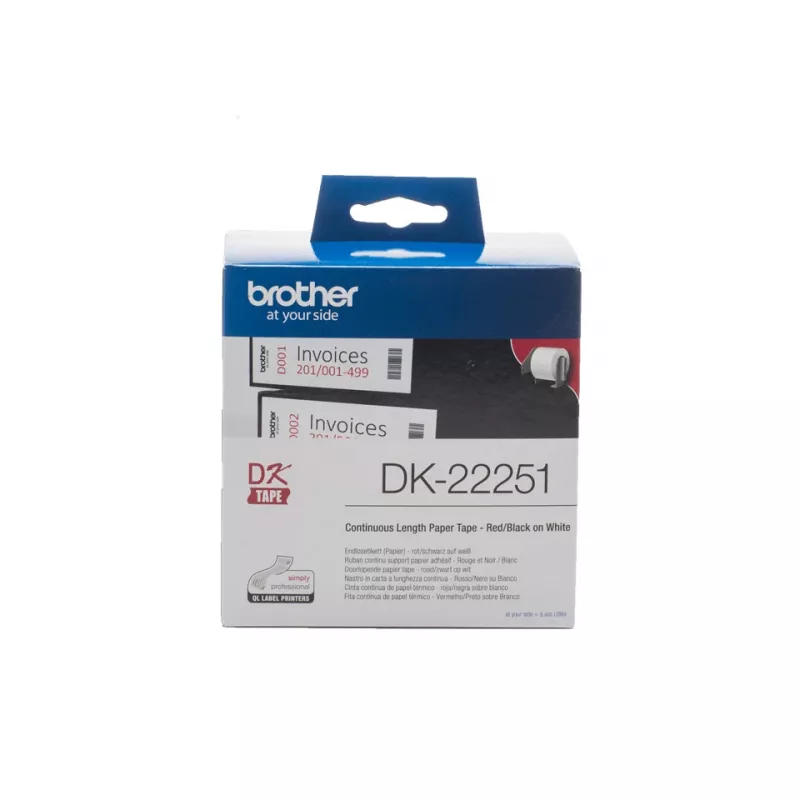 Brother DK-22251 tarratulostinnauha, musta ja punainen valkoisella
