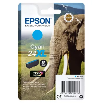 Epson Elephant yksittäispakkaus syaani 24XL Claria Photo HD muste