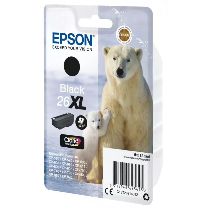 Epson 26XL mustepatruuna musta 500 sivua muste C13T26214012