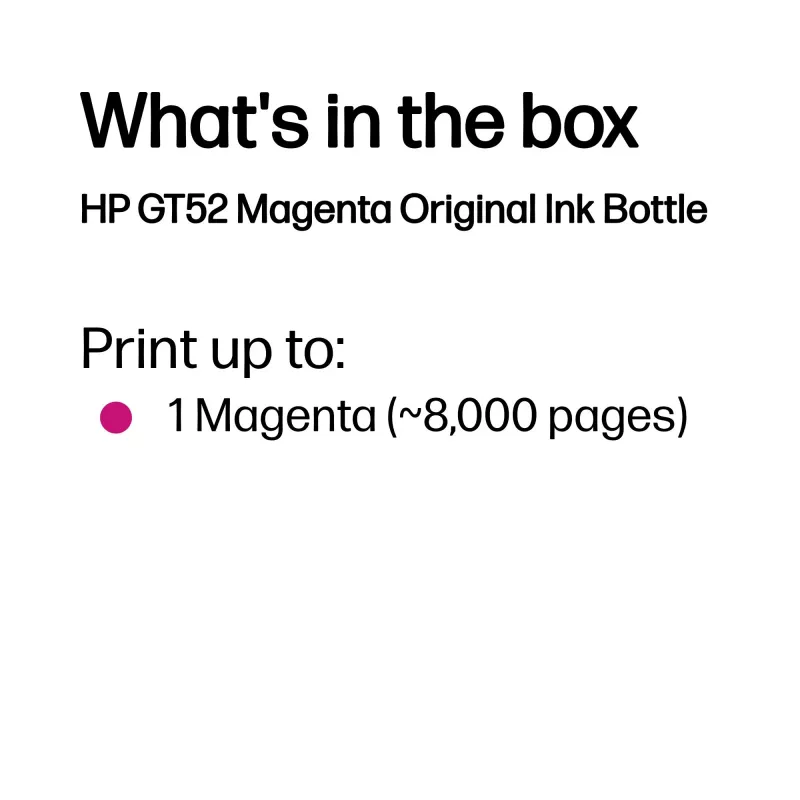 HP GT52 magenta alkuperäinen mustepullo