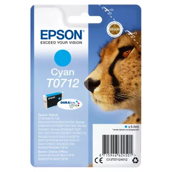 Epson yksittäispakkaus syaani T0712 DURABrite Ultra muste, vakiokapasiteetti, syaani, 5,5 ml, 1 kpl
