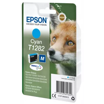 Epson Fox yksittäispakkaus syaani T1282 DURABrite Ultra muste, syaani, 3,5 ml, 1 kpl, 260 sivua