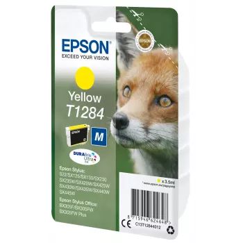 Epson Fox yksittäispakkaus keltainen T1284 DURABrite Ultra muste, keltainen, pigmenttimuste, 3,5 ml, 1 kpl, 260 sivua