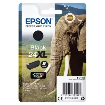 Epson Elephant yksittäispakkaus musta 24XL Claria Photo HD muste