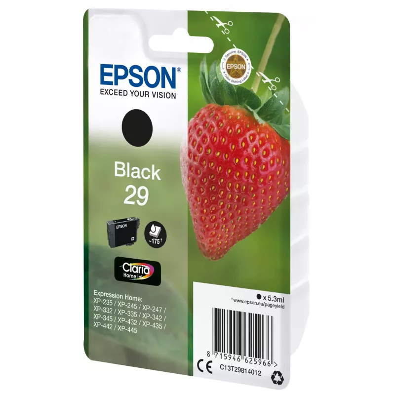 Epson Strawberry yksittäispakkaus musta 29 Claria Home muste