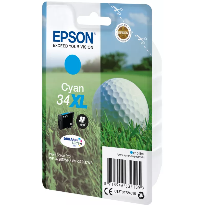 EPSON mustekasetti yksittäispakkaus ”Golf” syaani 34XL DURABrite Ultra muste 10,8 ml