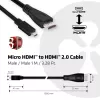 Club 3D CAC-1351 Micro HDMI - HDMI 2.0 -kaapeli, 4K60Hz, uros/uros, 1 m, musta
