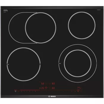 Bosch Serie 8 PKN675DP1D keittotaso musta, ruostumaton teräs kalusteisiin keraaminen keittotaso 4 vyöhykettä