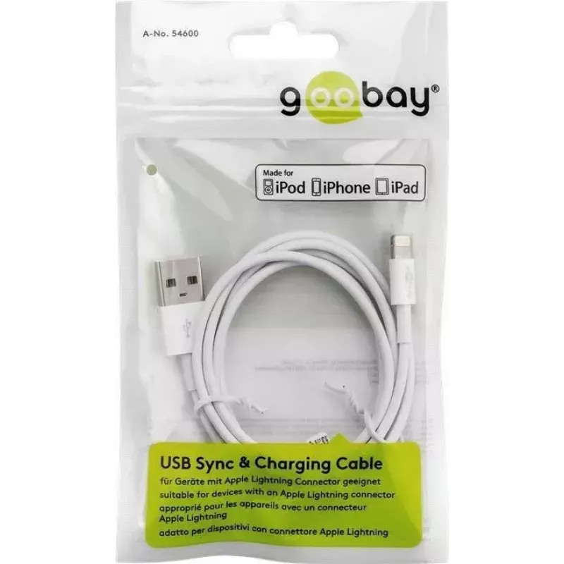 Lightning USB-lataus- ja synkronointikaapeli Goobay 72905
