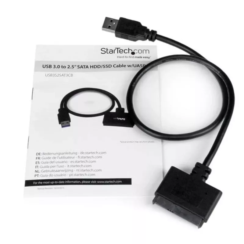 StarTech.com SATA-USB-kaapeli UASP-tuella, musta, 6 Gbit/s, CE, FCC, 0 – 60 °C, -10 – 70 °C, 49 mm