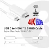 CLUB3D USB C - HDMI™ 2.0 UHD -kaapeli aktiivinen 1,8 m / 5,9 jalkaa