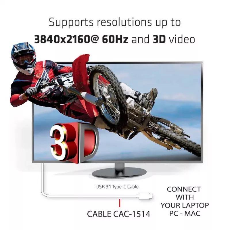 CLUB3D USB C - HDMI™ 2.0 UHD -kaapeli aktiivinen 1,8 m / 5,9 jalkaa
