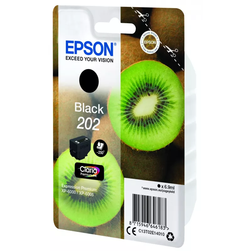 Kasetti EPSON mustekasetti yksittäispakkaus Kiwi musta 202 Claria Premium Ink 6,9 ml