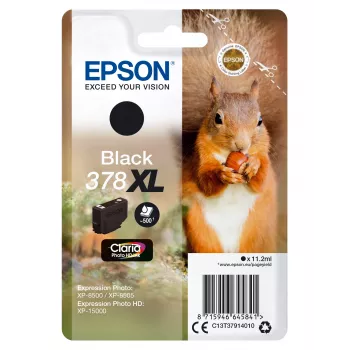 Epson Squirrel yksittäispakkaus musta 378XL Claria Photo HD -muste, suuri (XL) riitto, musta, pigmenttimuste, 11,2 ml, 1 kpl, 500 sivua
