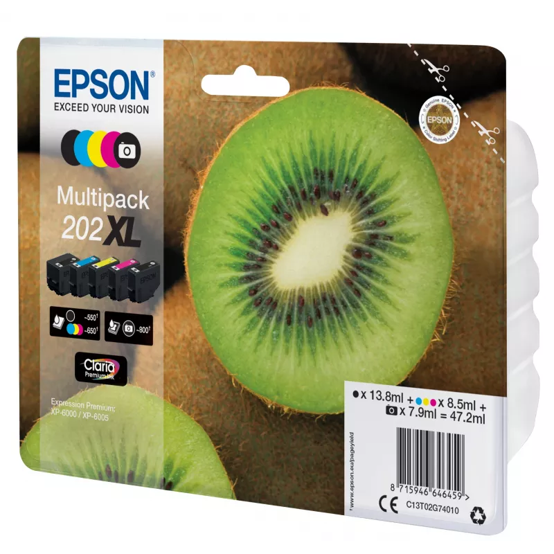 Epson Kiwi monipakkaus 5 väriä 202XL Claria Premium -muste