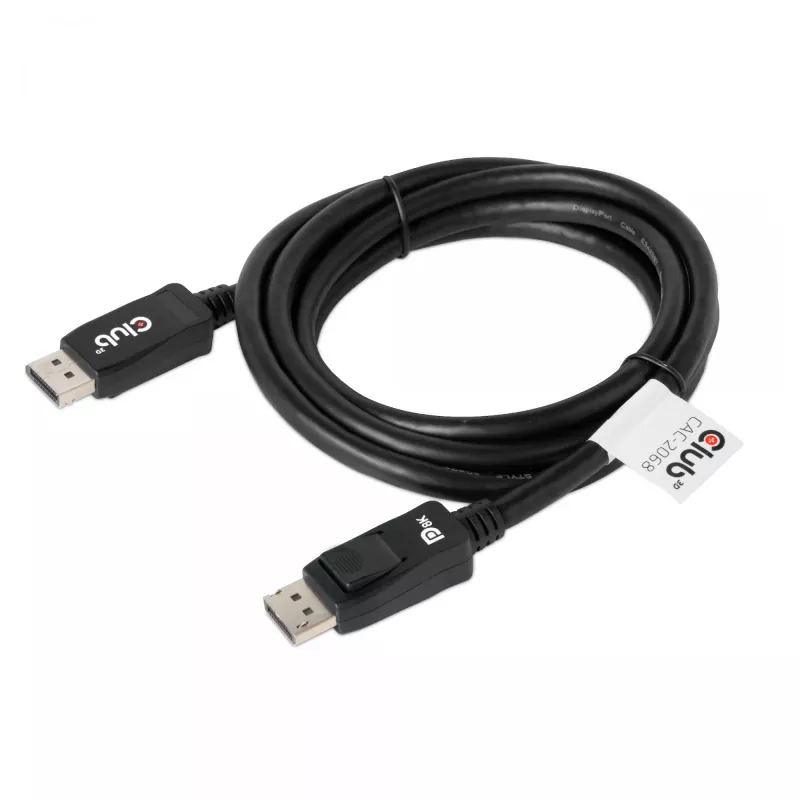 Club 3D CAC-2068 DisplayPort 1.4 -kaapeli, HBR3, 32,4 Gbps, 8K60Hz, uros/uros, 2 m, musta
